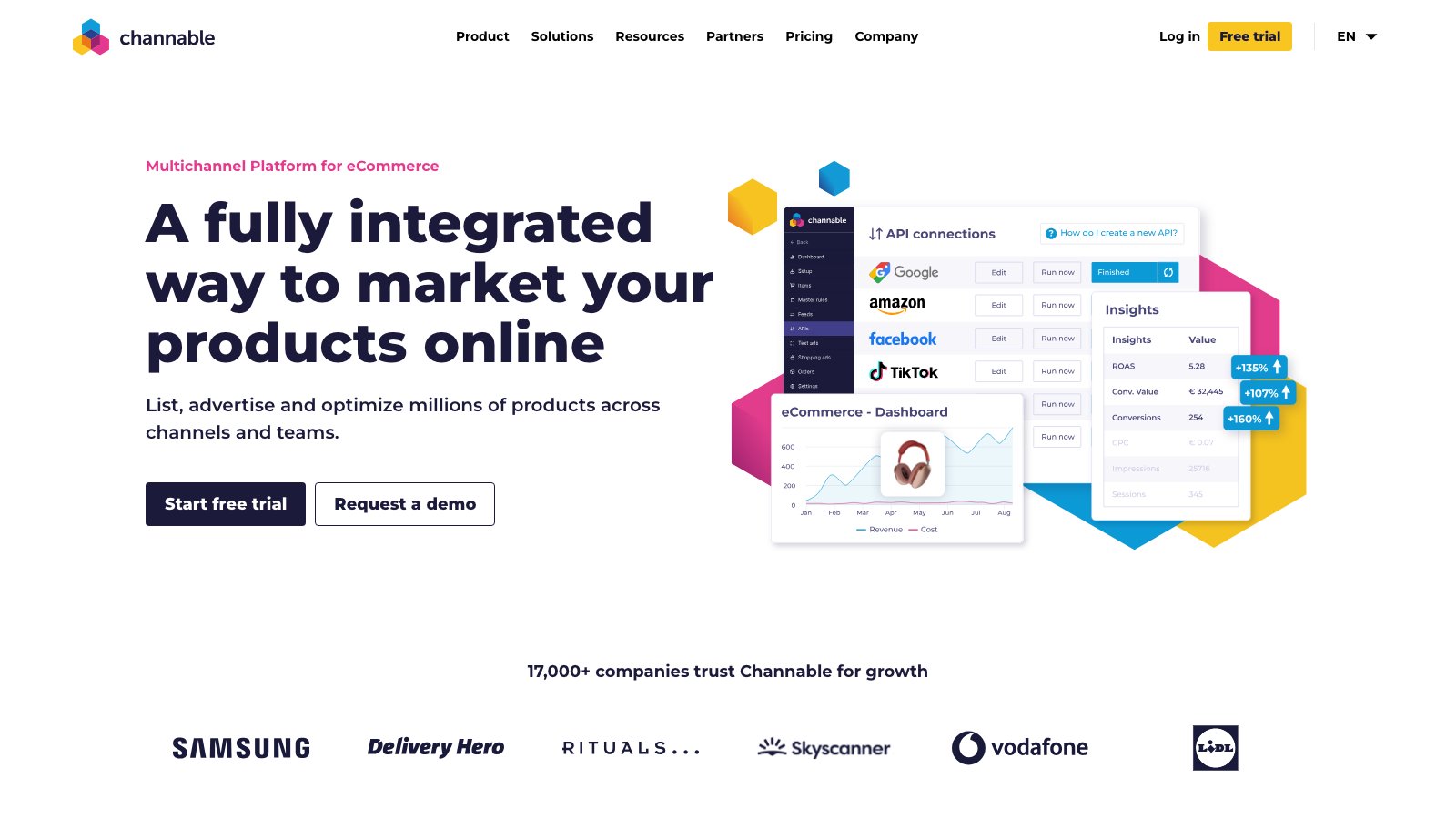 Channable homepage — multichannel feed management and PPC automation platform