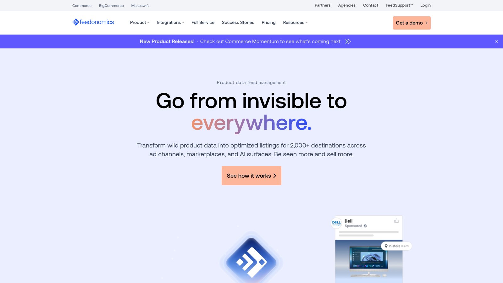 Feedonomics homepage — full-service product feed management platform