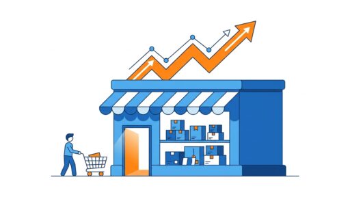 How to sell on Walmart Marketplace — online storefront with products and a rising sales chart