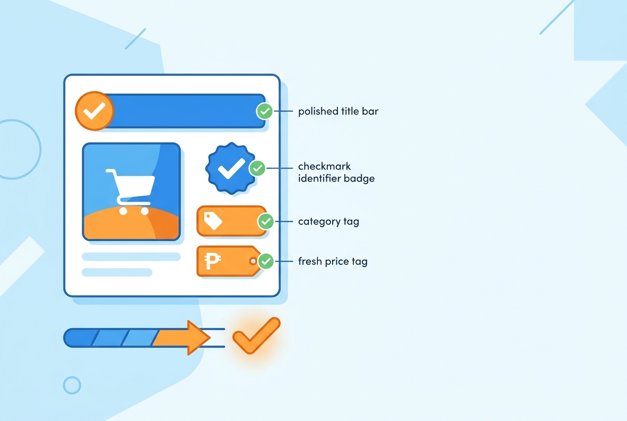 Product feed optimization areas: titles, images, identifiers, categories, completeness and freshness