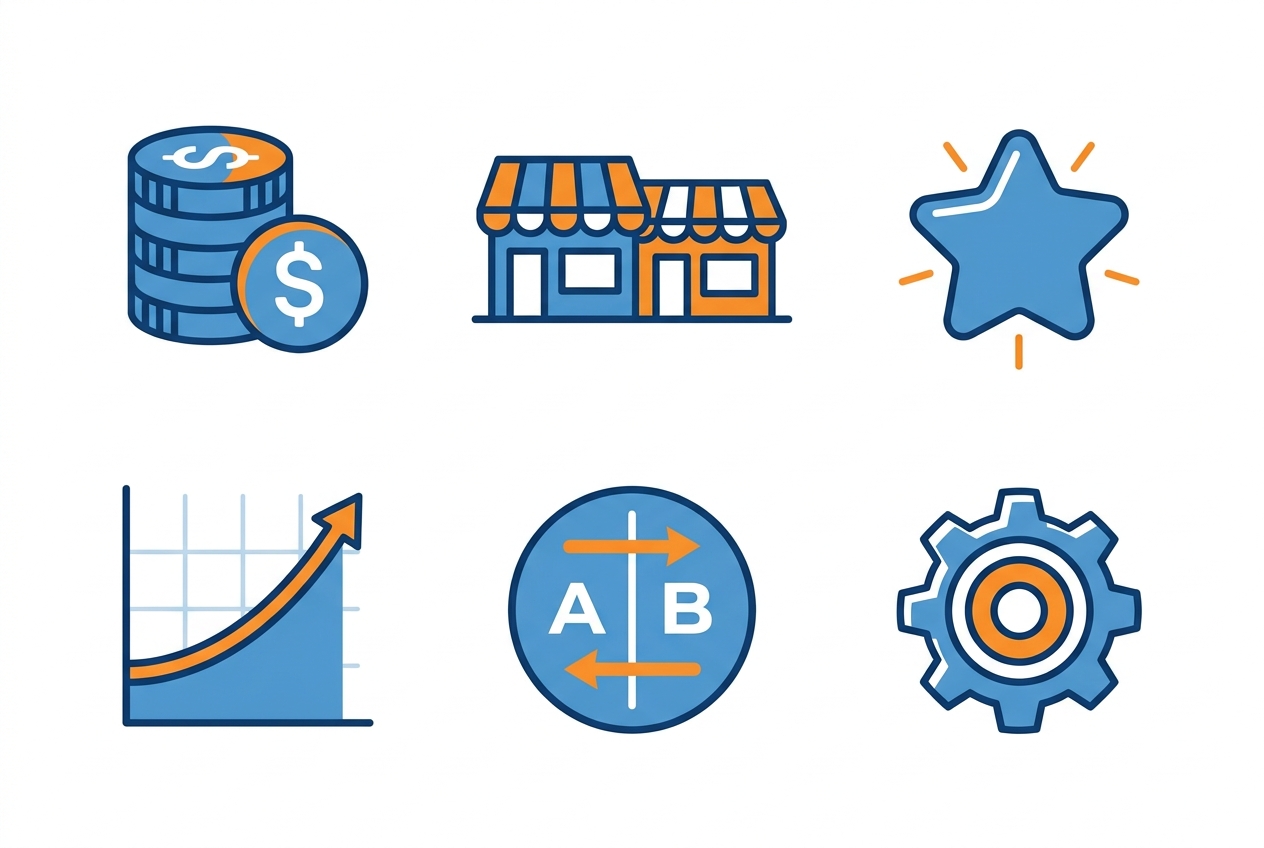Price optimization methods shown as a set of icons