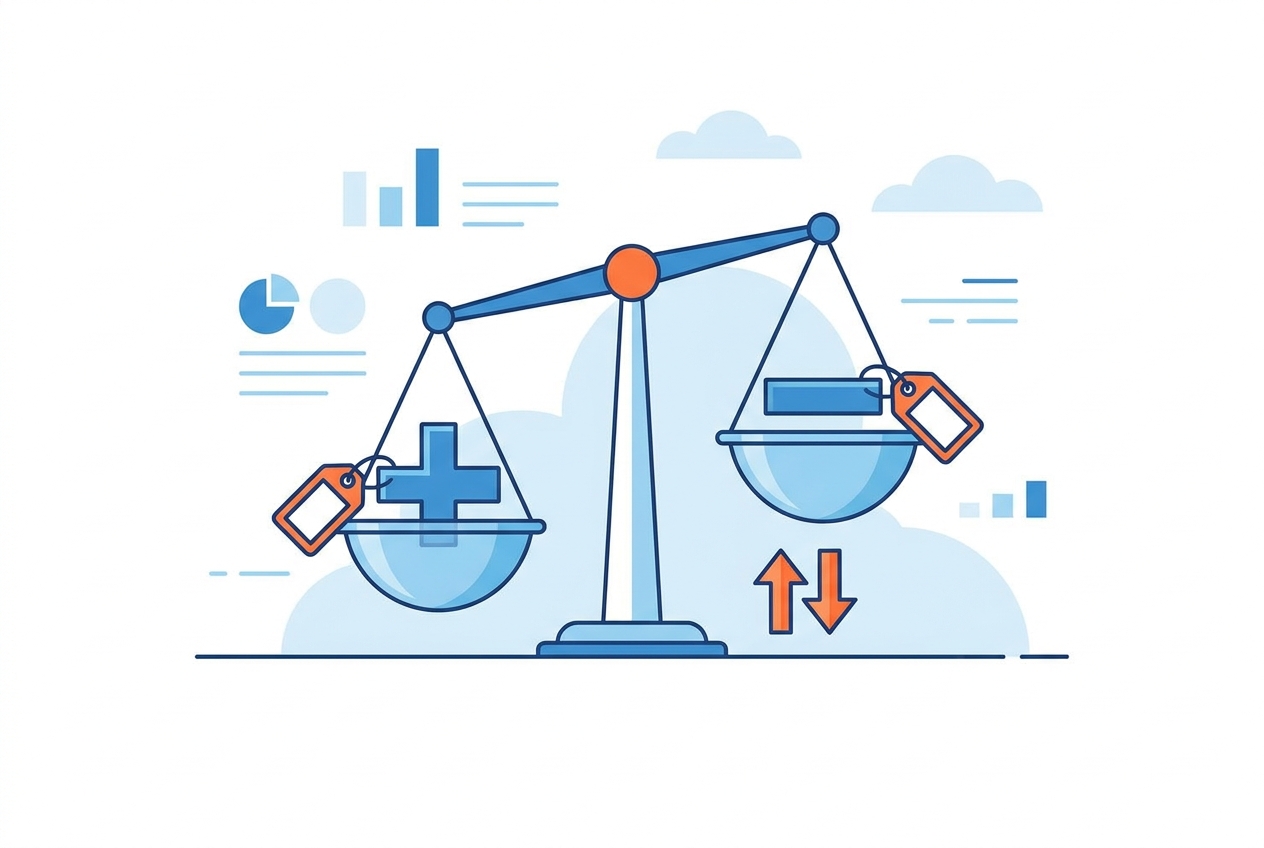 Advantages and disadvantages of price skimming on a balance scale