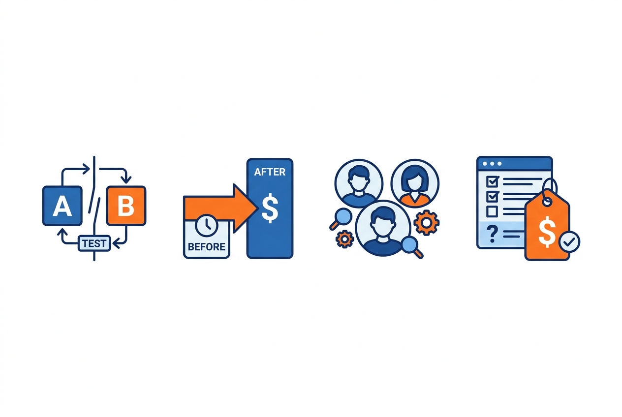 Price testing methods: A/B, before-after, segment and survey
